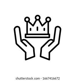 Crown, hands icon. Simple line, outline vector elements of success for ui and ux, website or mobile application