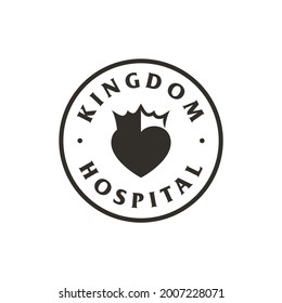 Crown Heart Logo Design Vector Icon Illustration