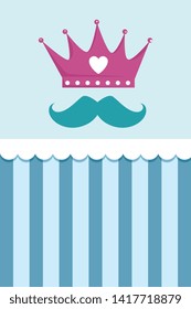 crown with heart and mustache