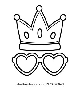 crown and heart sunglasses black and white