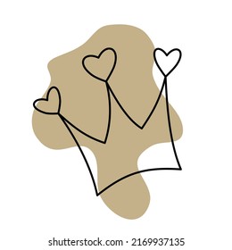 Crown with hearts. Continuous line. Logo and symbol template icon. Vector illustration 