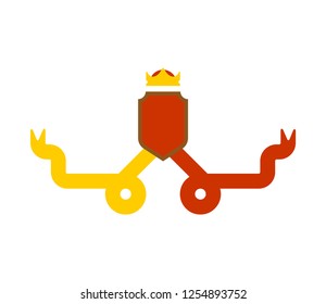 Crown Heraldic Shield. Template heraldry design element. Coat of arms of royal family and Tape