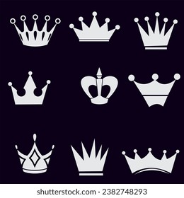 Vector de la Colección Heraldry Crown Vector, Gran Colección Vector Siluetas Crown Vintage Stock m Crown Silhouette Vector Collection PNG Picture and Clipart Crown vector ilustración eps 10.