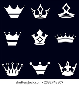 Crown Heraldry Collection Stock Vektor, Big Collection Vektor Crown Silhouettes Vintage Stock m Crown Silhouette Vector Collection PNG Bild und Clip-Art Bild Kronen Vektorgrafik eps10.