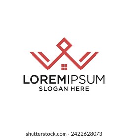 crown with home logo design graphic template