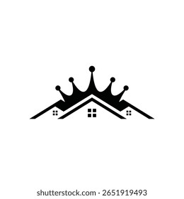 inspiração de design de logotipo de coroa e casa