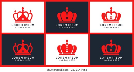 Conjunto de design de logotipo Crown home