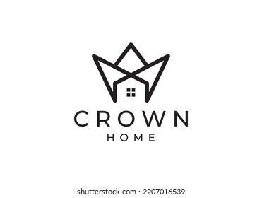 crown home logo design. simple creative icon vector