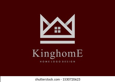 Crown and Home Logo Design Vector Logo Template