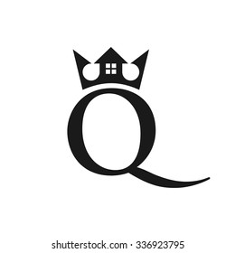 crown with home symbol. logo template. logo vector.