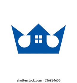 crown with home symbol. logo template. logo vector.