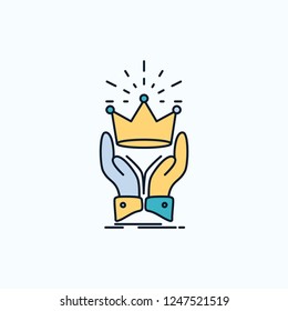 Crown, honor, king, market, royal Flat Icon. green and Yellow sign and symbols for website and Mobile appliation. vector illustration