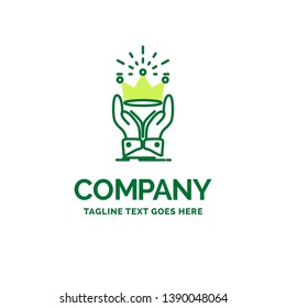 Crown, honor, king, market, royal Flat Business Logo template. Creative Green Brand Name Design.