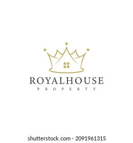 crown and house logo design for real estate business