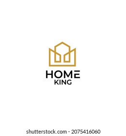 Crown and House for Real Estate or Home King Logo Design Vector Illustration