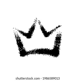 Crown icon. Black contour linear ink silhouette. Front view. Vector simple flat graphic hand drawn illustration. The isolated object on a white background. Isolate.