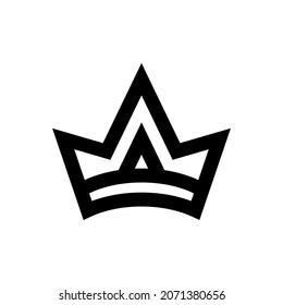 Crown icon. Black contour linear silhouette. Front side view. Vector simple flat graphic illustration. The isolated object on a white background. Isolate.