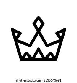 Crown icon. Black contour linear silhouette. Front view. Vector simple flat graphic illustration. Isolated object on a white background. Isolate.