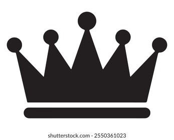 Crown icon. A black crown with diamond. Vector illustration