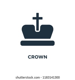 Crown icon. Black filled vector illustration. Crown symbol on white background. Can be used in web and mobile.