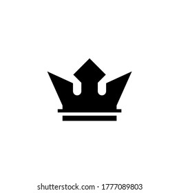 Crown icon in black flat glyph, filled style isolated on white background