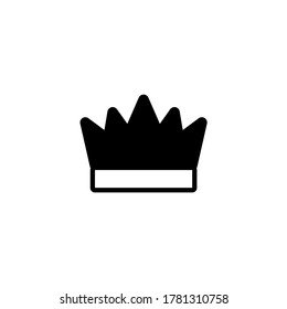 Crown icon in black flat glyph, filled style isolated on white background