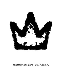 Crown icon. Black ink contour linear silhouette. Front side view. Vector simple flat graphic hand drawn illustration. Isolated object on a white background. Isolate.