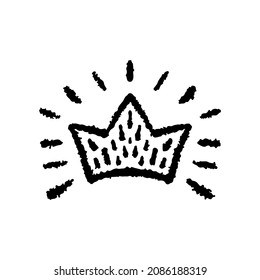 Crown icon. Black outline linear ink sketch drawing. Front view. Vector simple flat graphic hand drawn illustration. The isolated object on a white background. Isolate.