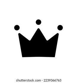 Crown icon. black silhouette crown isolated on white background. Symbol king and queen for design prints. Royal attribute. Simple outline emperor. Flat emblem. Monarch corona. Vector illustration