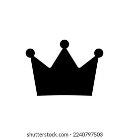 Crown icon. black silhouette crown isolated on white background. Symbol king and queen for design prints. Royal attribute. Simple outline emperor. Flat emblem. Monarch corona. Vector illustration