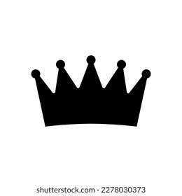 Crown icon. Black silhouette crown isolated on white background. Symbol king and queen for design prints. Royal attribute. Simple outline emperor. Flat emblem. Monarch corona. Vector illustration