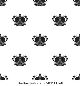 Crown icon in black style isolated on white background. Museum pattern stock vector illustration.