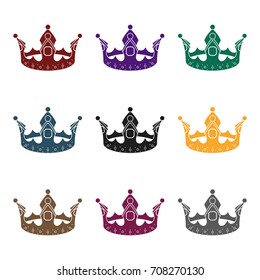Crown icon in black style isolated on white background. Hats symbol stock vector illustration.