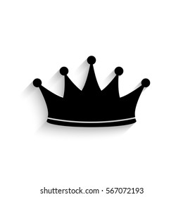 Crown icon - black vector illustration with  shadow