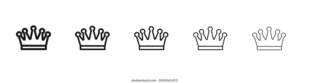 Crown icon black and white vector sign