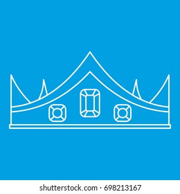 Crown icon blue outline style isolated vector illustration. Thin line sign