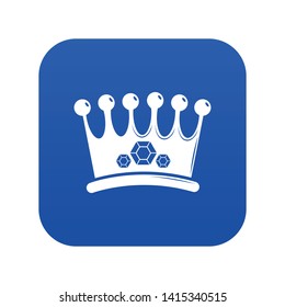 Crown icon blue vector isolated on white background