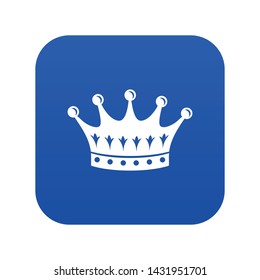 Crown icon blue vector isolated on white background