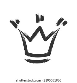 icono de corona en el estilo de pintura de textura de pincel de pincel. ilustración de mano