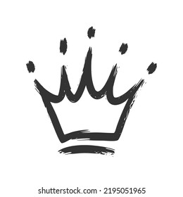 crown icon in brush stroke texture paint style. hand drawn illustration