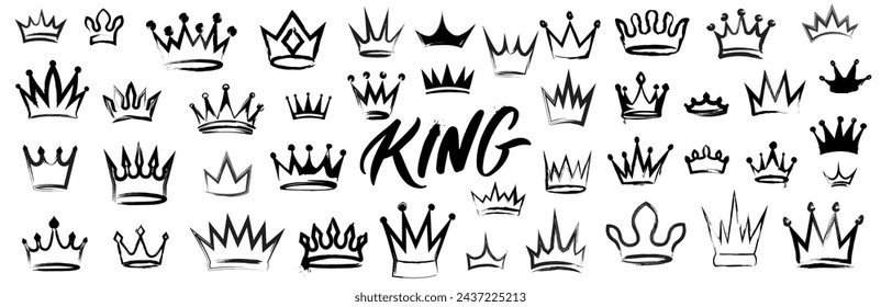 Crown icon in brush stroke texture paint style.