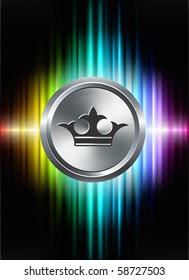 Crown Icon Button on Abstract Spectrum Background Original Illustration