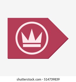 Crown icon in circle on scarlet flag. Flat vector illustration