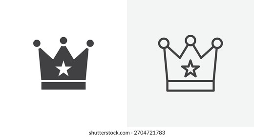 Crown icon. collection of editable stroke line and solid flat styles.