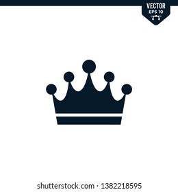 Crown icon collection in glyph style, solid color vector