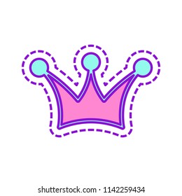 Crown icon. Colored sketch with dotted border on white background