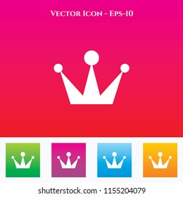 Crown Icon in Colored Square box. eps-10