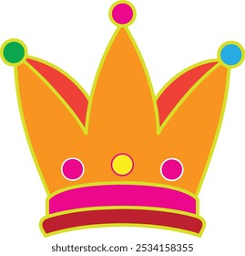 Crown icon design. Colorful cartoon crown icon. Crown sign collection. Crown logo. Vector illustration.