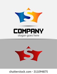 Crown icon design element, letter S symbol 