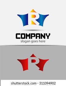 Crown icon design element, letter R symbol 